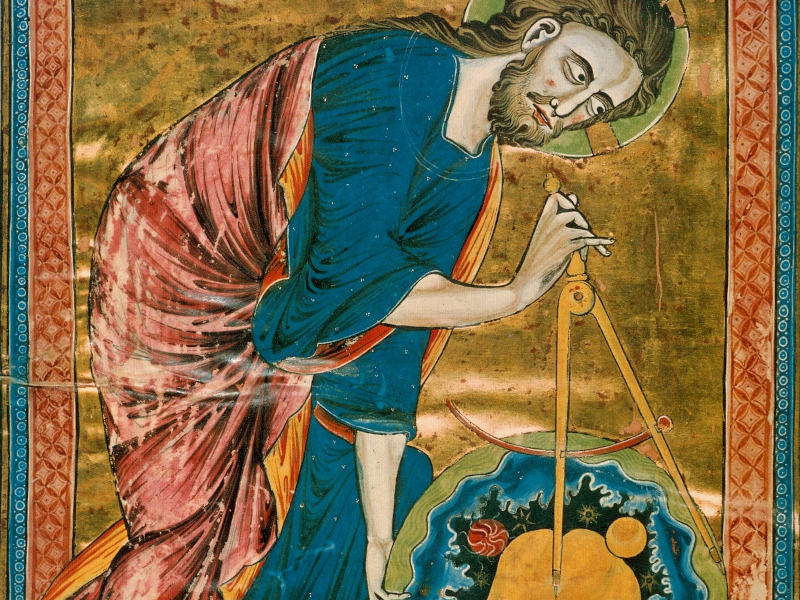 Skaberen, den guddommelige arkitekt (Codex Vindobonensis 2554, f.1 verso, ca. 1220- 1230)